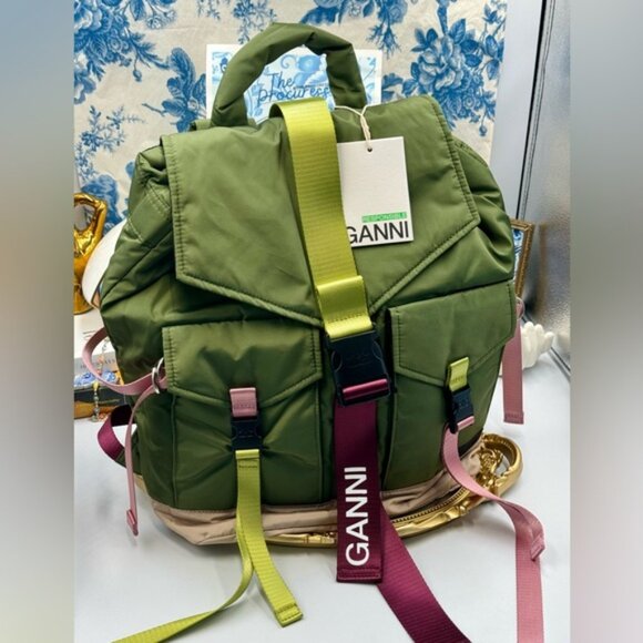 🆕 GANNI 🧿 NWT Tech Recycled Backpack, Kalamata - Picture 14 of 14